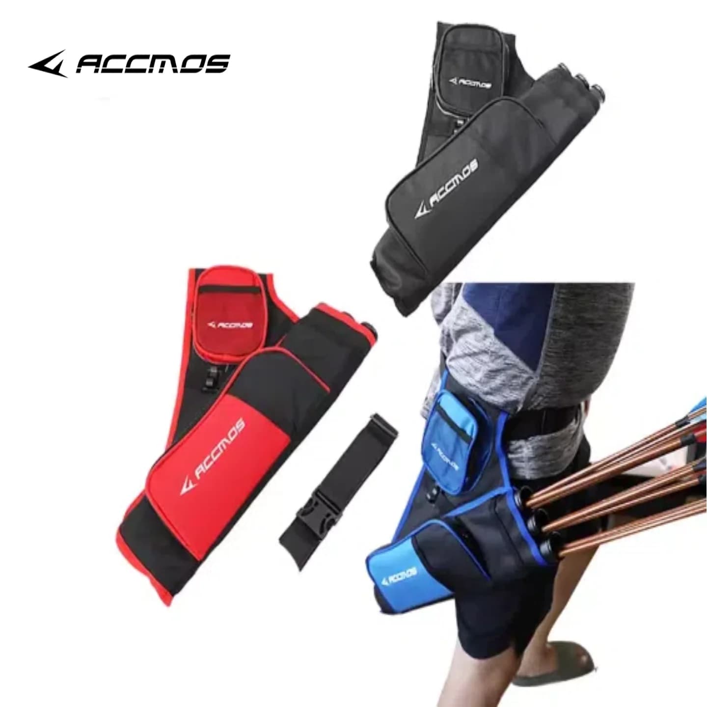 Tiro con l'arco 3 tubi Frecce Supporto per borsa per faretra Cintura regolabile per accessori da caccia per mano destra/sinistra