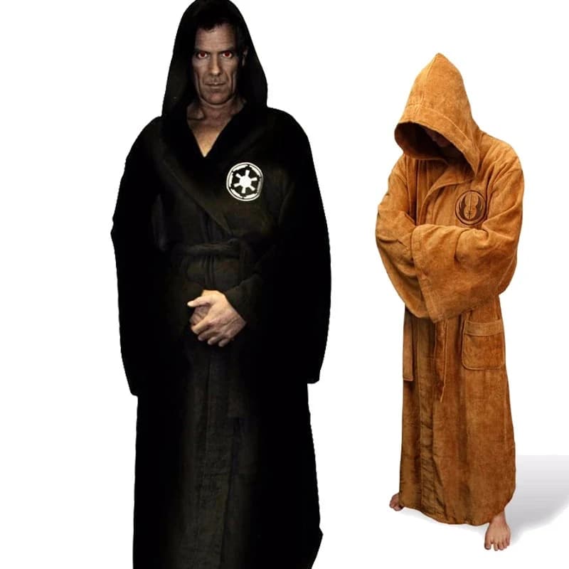 6'h\b/5;e,8\v,5/ Flannel Robe Male With Hooded Thick Star Dressing Gown Jedi Empire Men's Bathrobe Winter Long Robd;5'b\7/m'