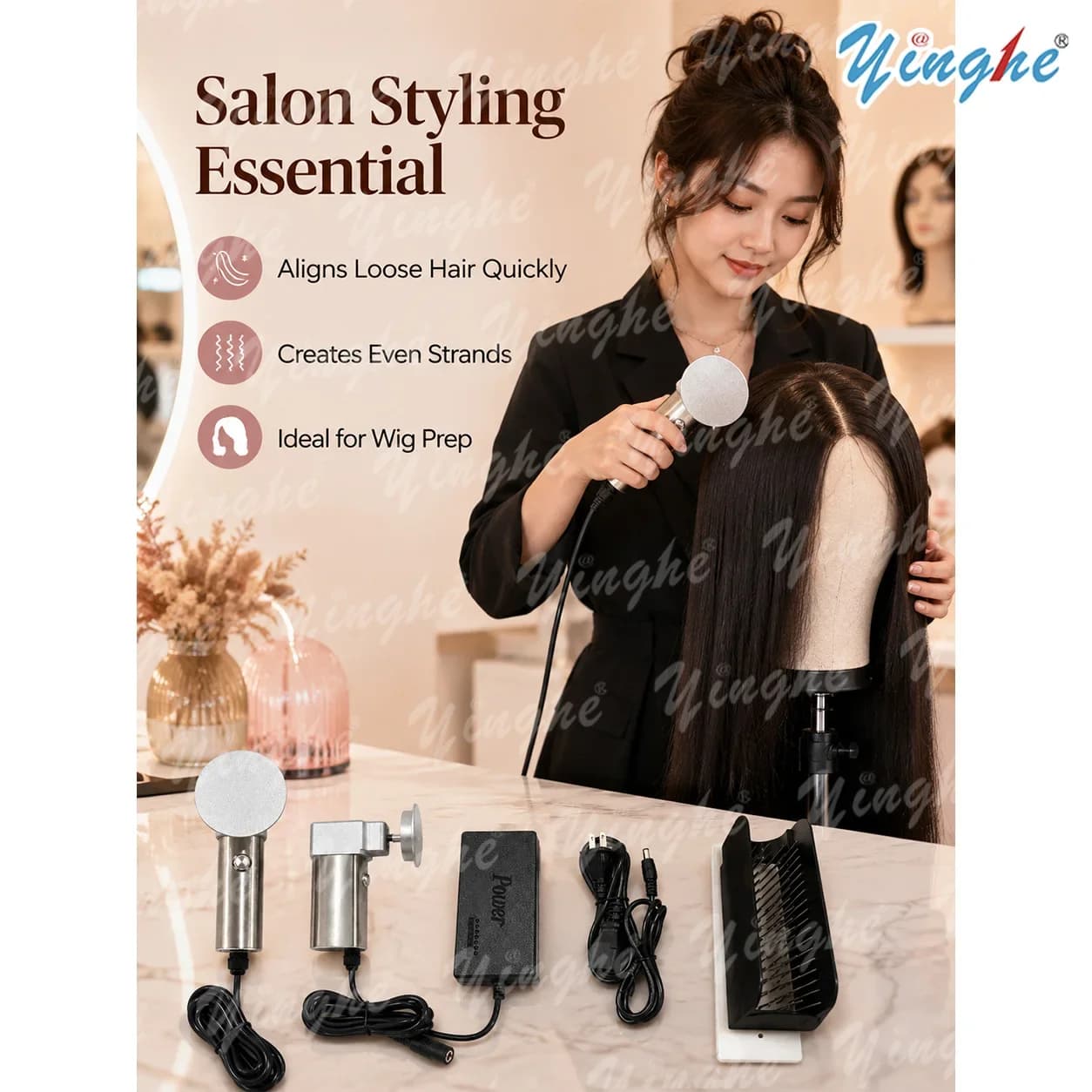 Durable Auto Hair Aligner Machine-Like Straightening for Natural Bulk Hair, Stainless Steel Time-Saver Tool for Hairstylist 2026