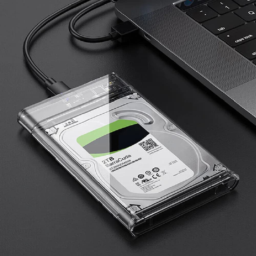 Custodia per HDD trasparente Custodia per disco rigido SATA a USB 3.0 Custodia per HDD esterna da 2,5 '' Supporto UASP, per custodia per disco SSD di tipo C