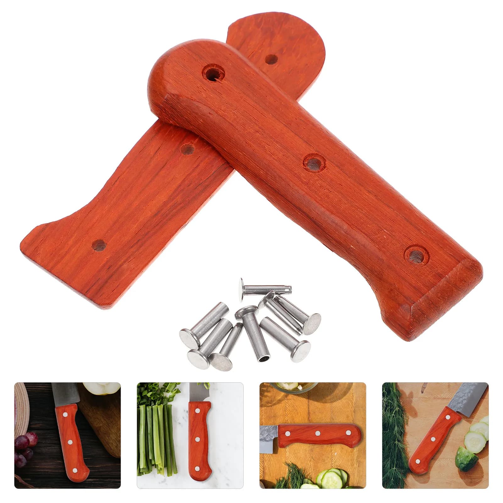 Set of 1 Handle in Smooth and Polished Wood for Kitchen Knives, Ergonomic Knife Grip Resistant to the Urti for Cutting Knives