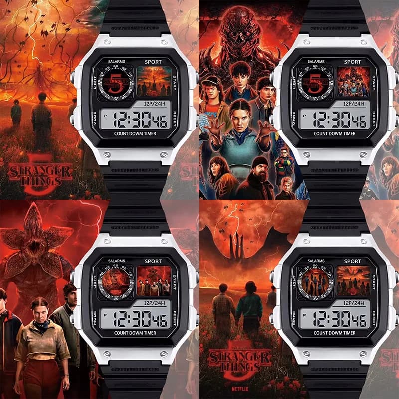 Orologio da polso multifunzione impermeabile e antiurto con allarme e datario, ispirato a Stranger Things - Regalo perfetto per i fan