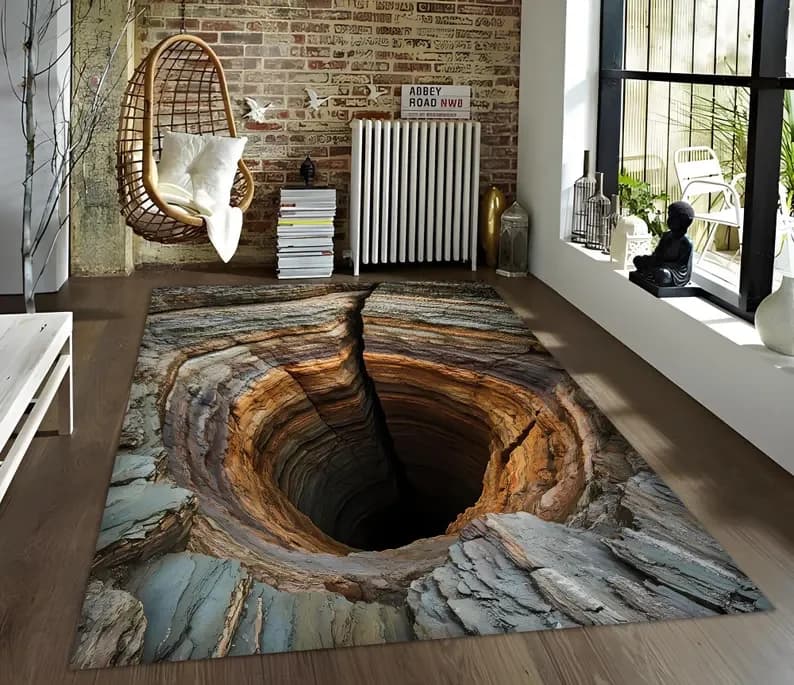 NEW 2D Illusion Rug Deep Hole Design Gaming Room Mats Home Living Room Bedroom Decoration Carpets