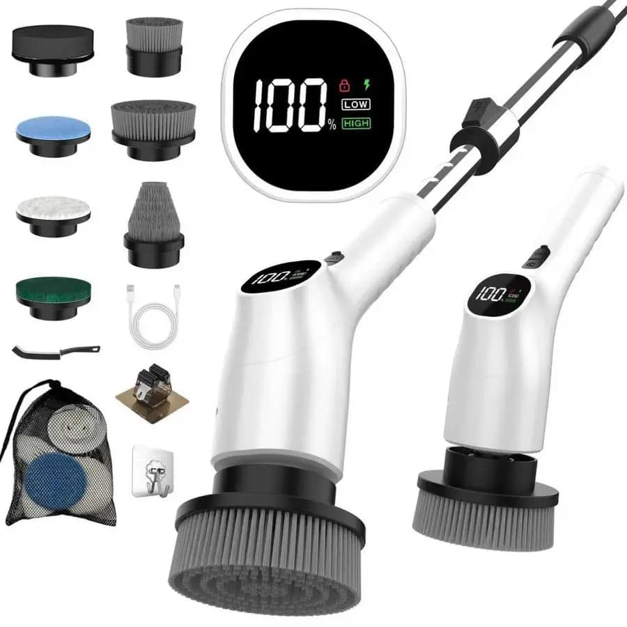 Spin Scrubber 10in1 Wireless shower cleaning brush with extendable handle, 2 speed, IPX7 waterproof heads, L