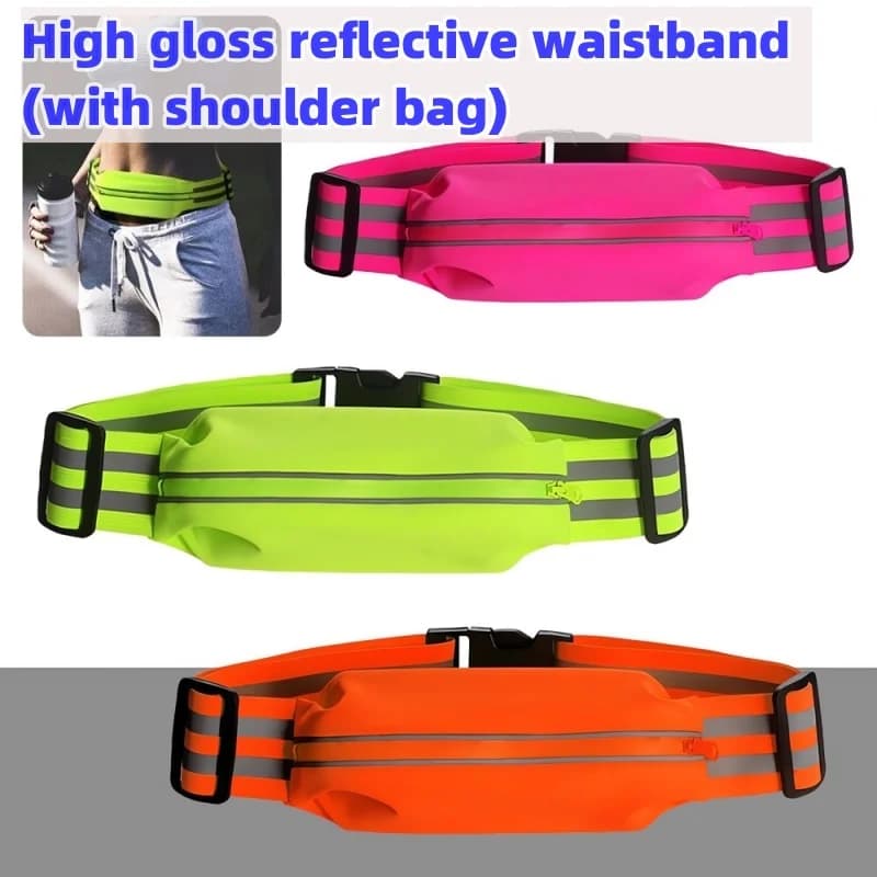 Portable Safety Elastic Belt Adjustable Shoulder Bag With Strap Reflective Belt For Outdoor Cycling Walking Night Running Sport