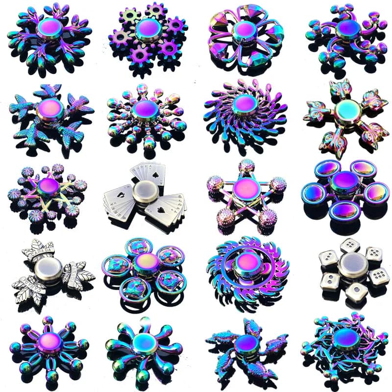 Spinner per Dita in Metallo Arcobaleno, Fidget Spinner Colorato ad Alta Velocità, Giocattolo Portatile Antistress e Antiansia