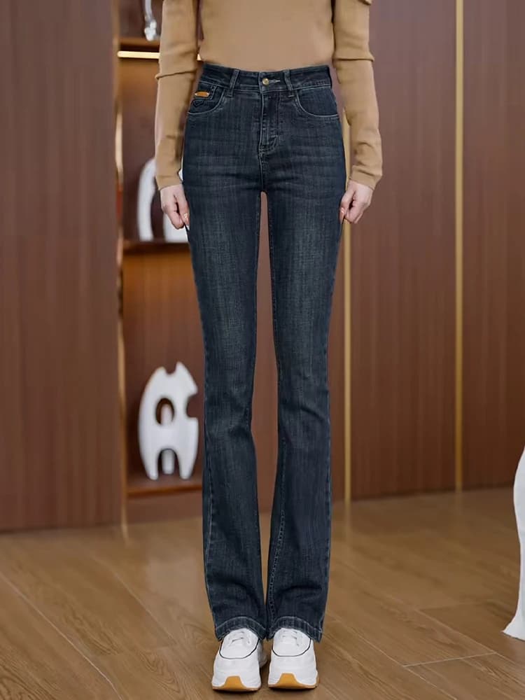 High Waist Bell Bottom Jeans Women's Spring Autumn Winter New Style Slim Fit Hoof Pants Nine Points Bell Pants
