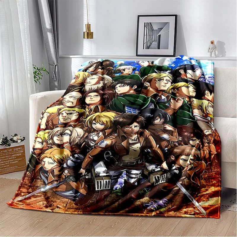 29 Stile Nuovo Attacco su Titano Eren Anime Cartoon Morbide coperte di flanella, Coperta da tiro Confortevole per letti Divano Casa Camera da letto Regalo