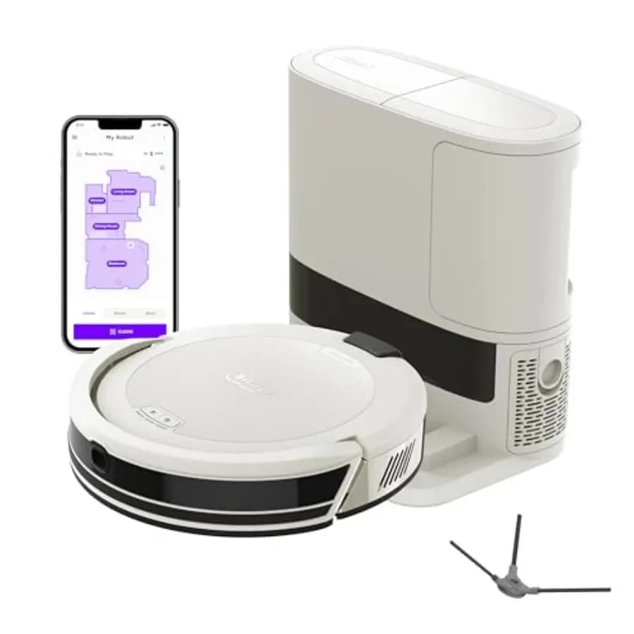 Robot Aspirapolvere Navigator per peli di animali domestici su tappeti, moquette e pavimenti duri, base senza sacco con svuotamento automatico, capacità di 30 giorni, SmartPath