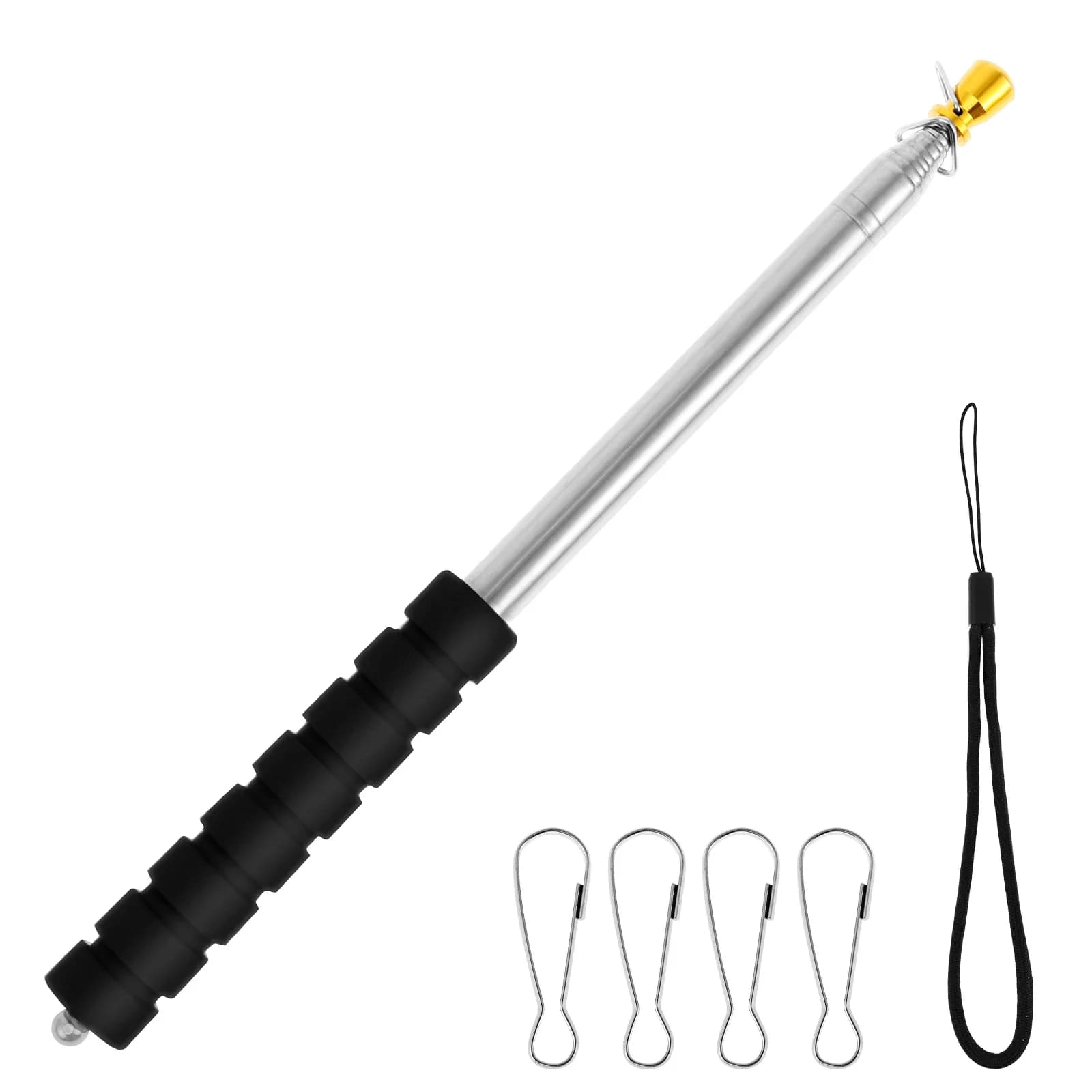 Asta portabandiera telescopica portatile da 2,5 m Guida turistica Asta portabandiera allungabile in acciaio inossidabile Banner da giardino Puntatore per insegnanti