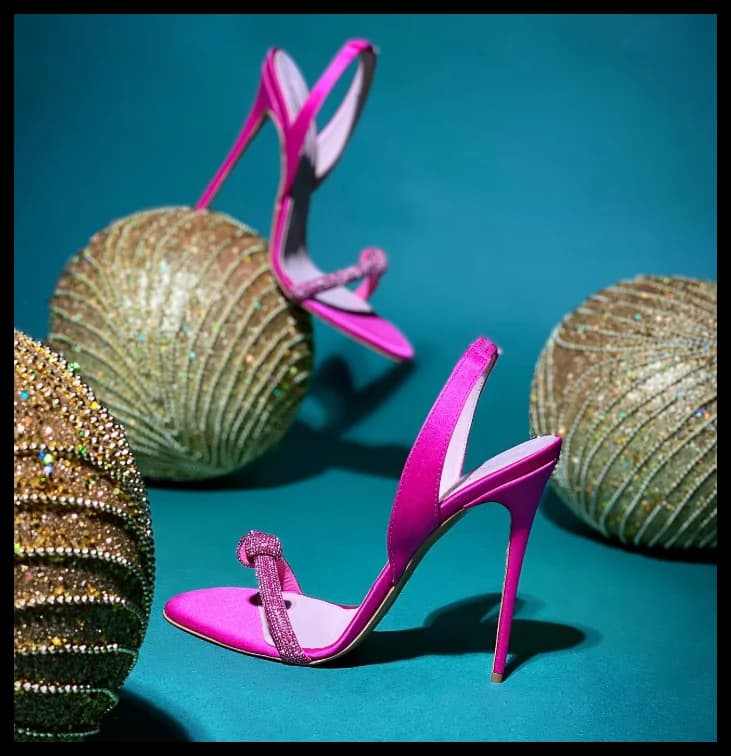 Colorful satin sandals with summer pin crystal bow Sexy high heels large size ladies cheap designer shoes for blue/black parties