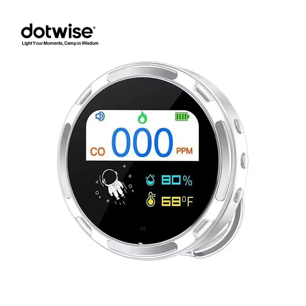 Dotwise Sensore di allarme monossido di carbonio Rilevazioni di perdite di CO Allarme rilevatore di CO per uso domestico azionato con display LCD per la casa da campeggio