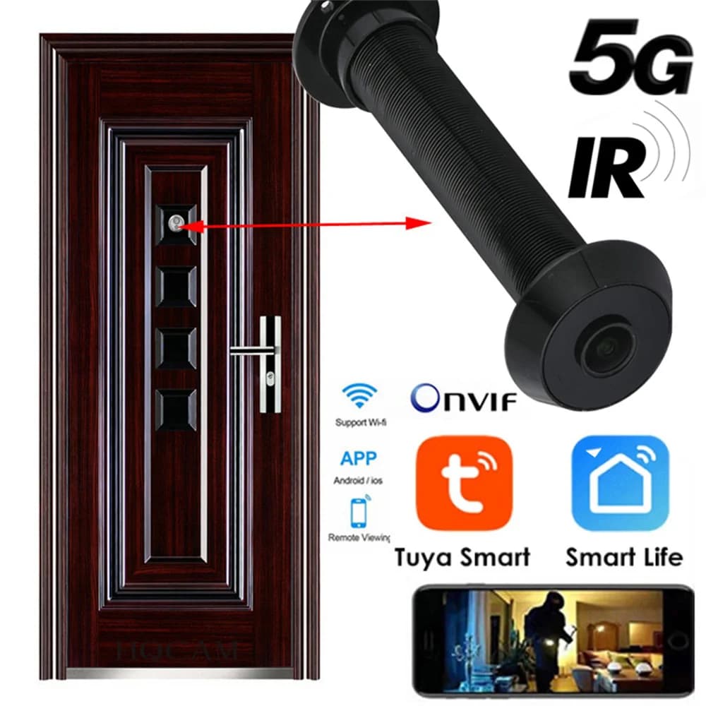 15.8mm Notte IR Più Piccolo 5G Wifi Tuya Video Spioncino Wifi Telecamera Rilevazione di Movimento Visualizzatore Porta Video-occhio Wireless Sicurezza Domestica