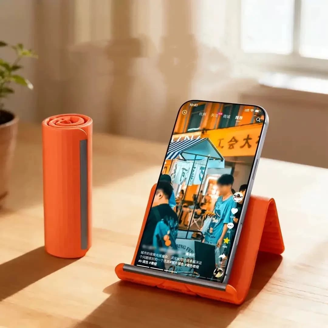 Supporto Portatile per Telefono in Silicone, Stand Flessibile e Pieghevole per Tablet e Laptop, Accessorio da Viaggio Creativo