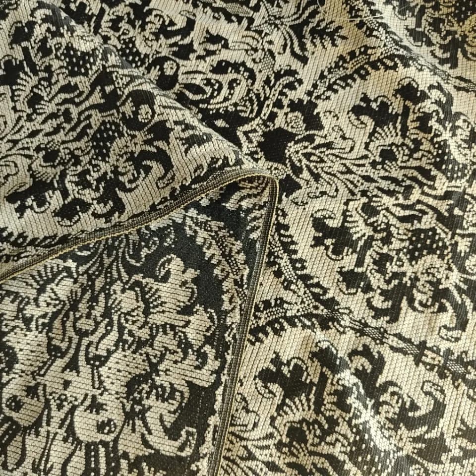 Jacquard Soft Fabric Black Beige Flower Polyester-cotton Sewing Material Dress Garment Fabric Home Decoration
