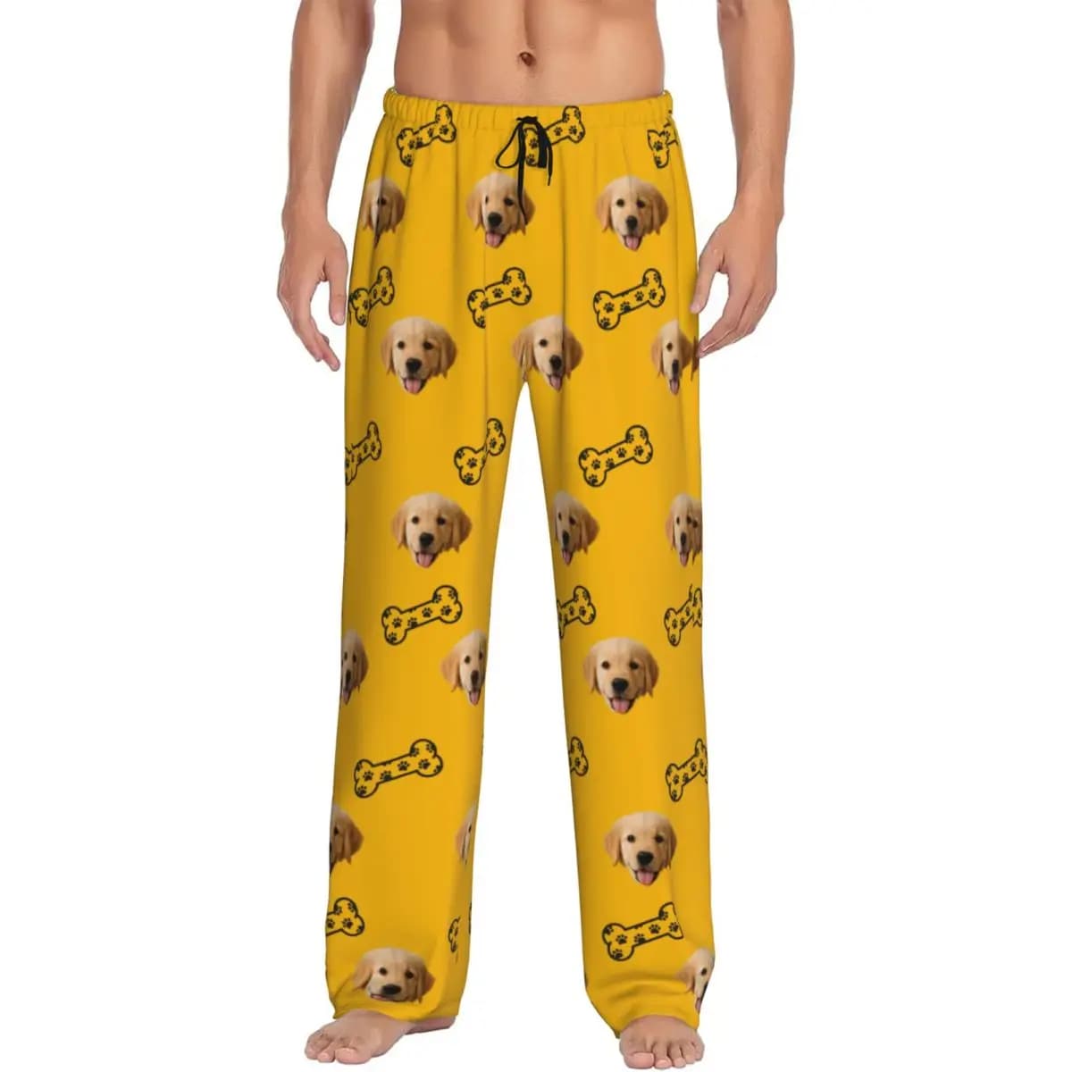 Pigiama da pigiama personalizzato con faccia di cane da compagnia stampato personalizzato Pantaloni da pigiama da uomo per dormire con tasche