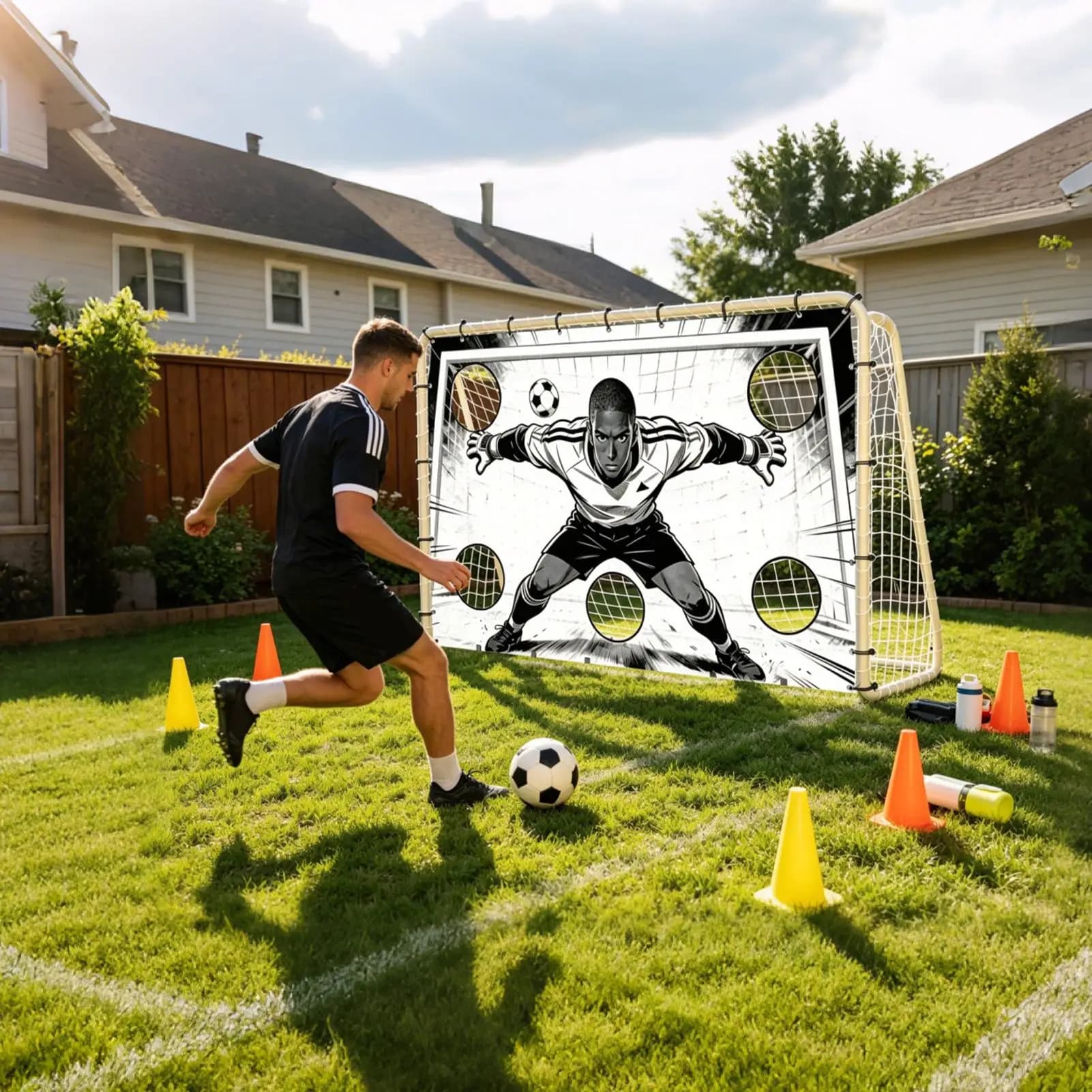 Rete da calcio facile da montare, design stabile, bersaglio da calcio per bambini, ragazzi, adulti, donne, scuola, casa, prato, campo, parco giochi, giardino.