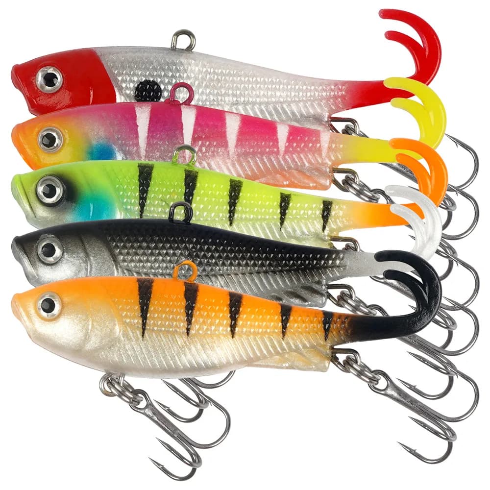 5 pezzi pre-attrezzati Jig Head Wobbler esche da pesca morbide 12g Swimbait esche artificiali in silicone morbido per spigola luccio marppie trota