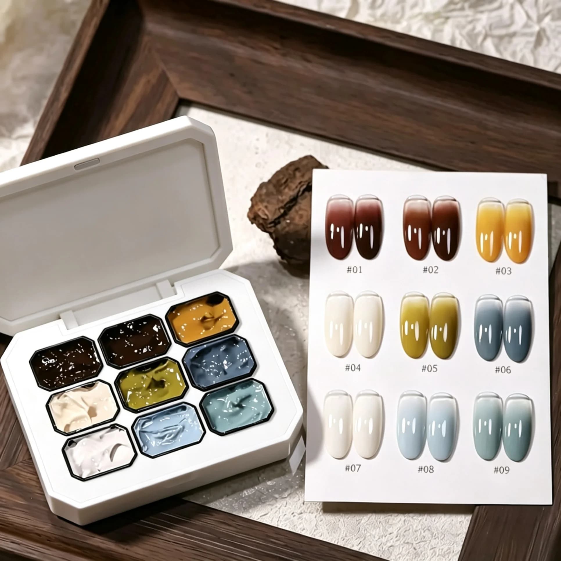 9-color solid nail polish,blue, chocolate color painting gel, high saturation popular nail gel DIY sea salt chocolate nail art