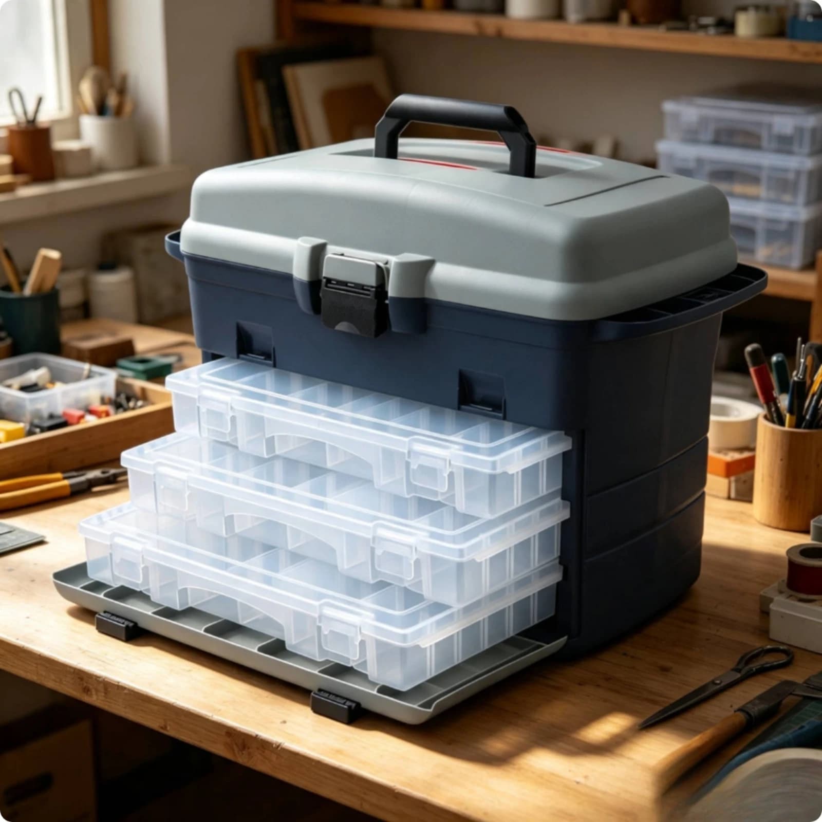 Fishing Tackle Box with Trays Long-Lasting Double-Layer Tackle Box Adjustable Removable for Fishermen