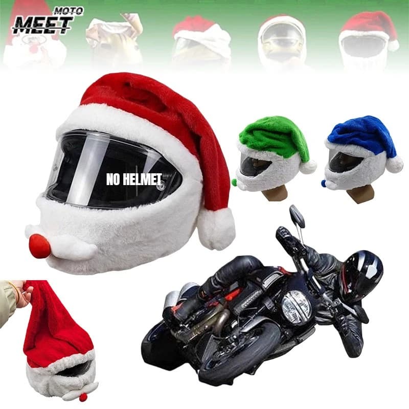 Protezione per casco Copricapo Copri casco Babbo Natale Cappello natalizio in peluche per casco da motociclista Custodia protettiva integrale