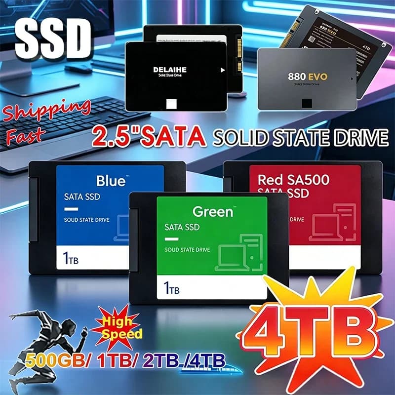 SSD ad alta velocità da 1 a 2 TB, unità SSD interna SATA3 da 2,5 pollici 4 a TLC 500 Mbps per laptop e desktop