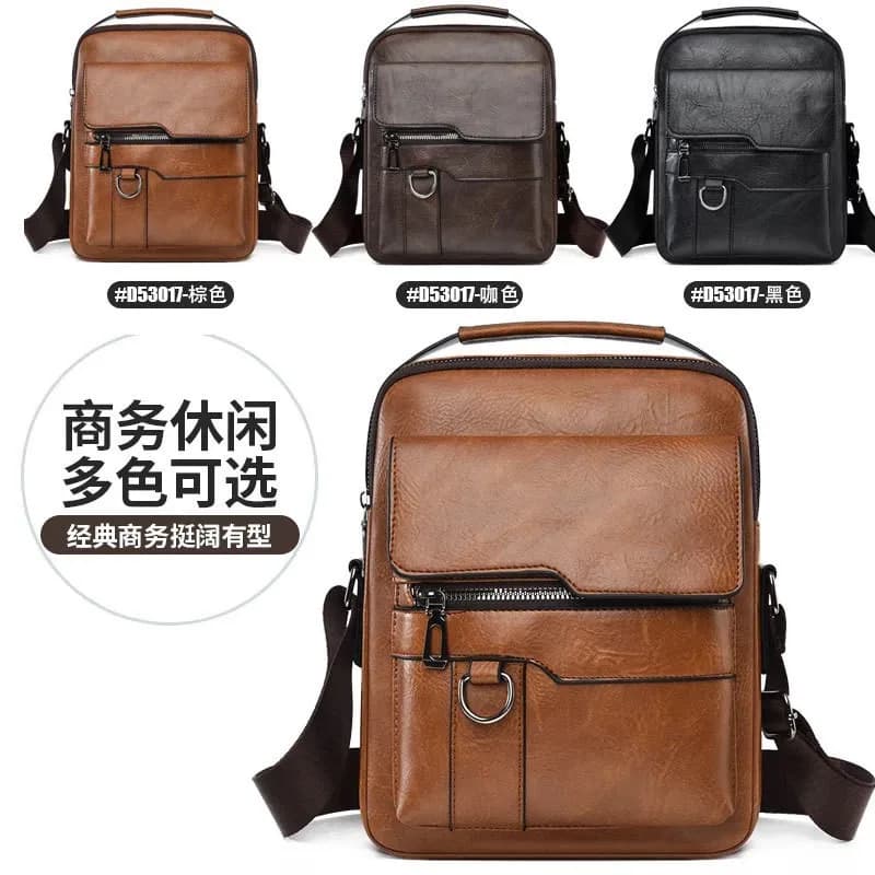 Foreign Trade Men's Crossbody Bag Fashion Vertical Large Capacity Handbag Multifunctional PU Leather Single Shoulder Bag