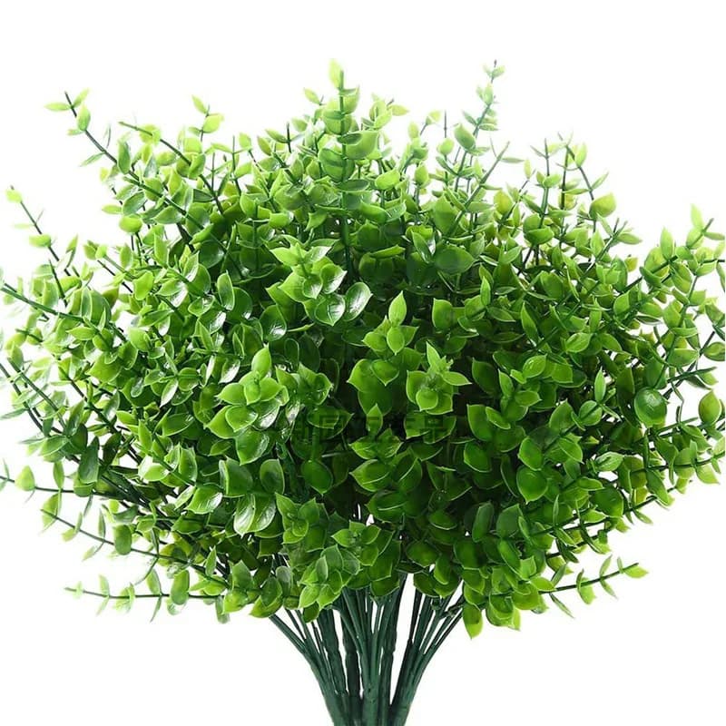 Artificial Plants in Plastic, Green Eucalyptus Leaves for Wedding Decorations, Home, Office, Kitchen and Garden