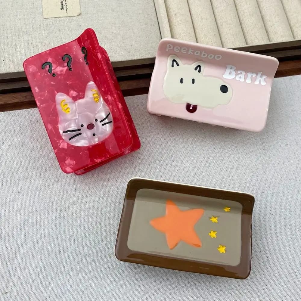 Coniglio Orso Artiglio per capelli in acetato Copricapo per cuccioli Fermaglio per capelli per animali dei cartoni animati Accessori per capelli creativi Clip per squalo geometrico da viaggio