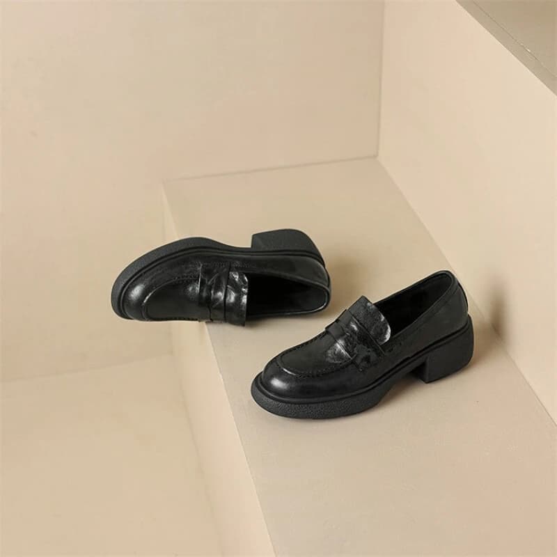 Retro Womens Shoes Luxury Genuine Leather Platform Loafers for Woman Exquisite Britain Casual Shoes Designer Shoes Zapatos Mujer