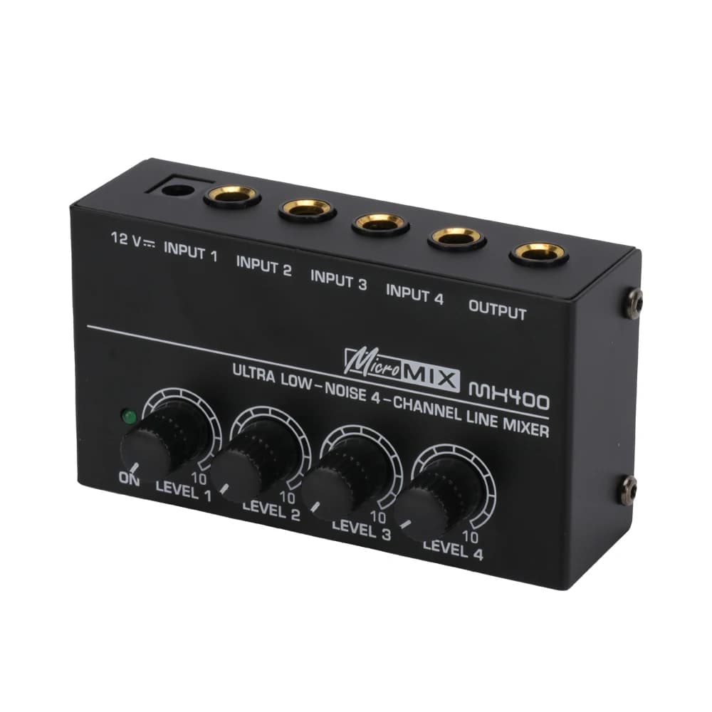 MX400 Amplificatore per cuffie Mixer ultra compatto Suono a basso rumore con adattatore di alimentazione Mixer per karaoke DJ a 4 canali Amplificatore per cuffie