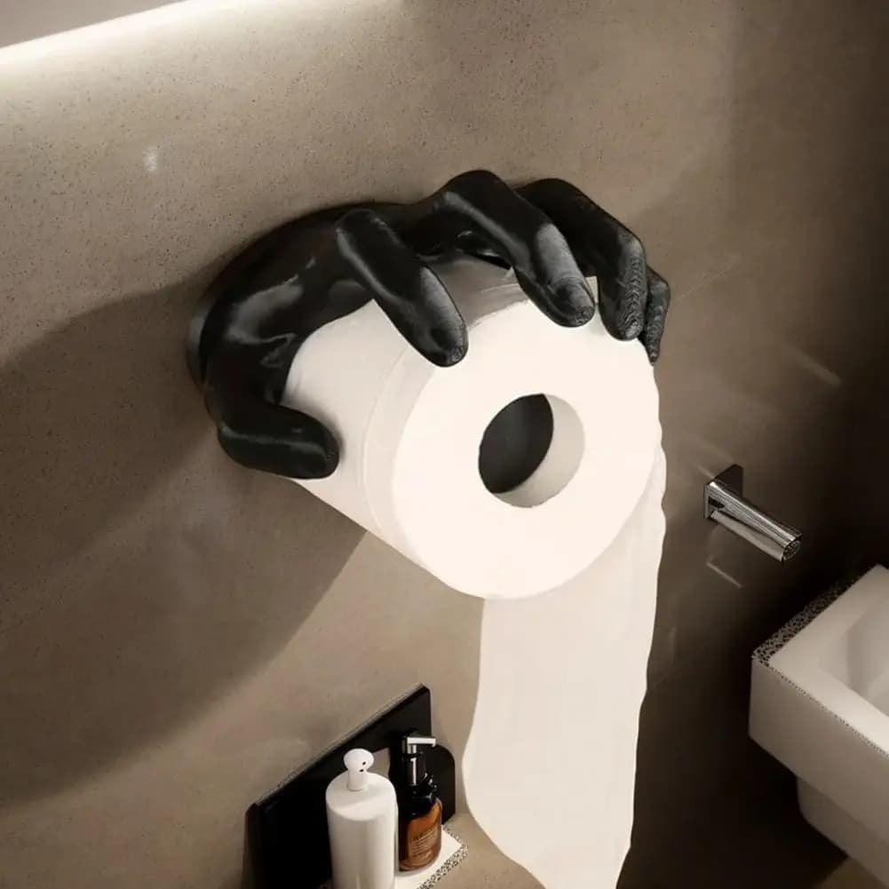 Porta carta igienica in resina Porta carta igienica unico a forma di mano per l'arredamento del bagno Scultura montata a parete per fazzoletti da cucina