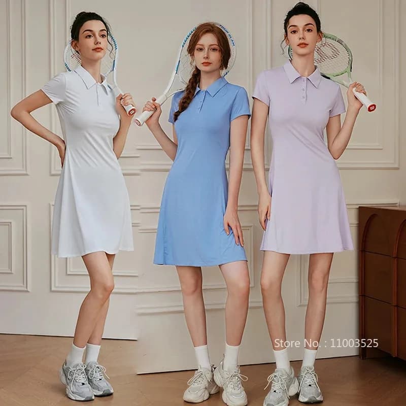 Polo da donna Golf Abiti da tennis Abito sportivo casual a maniche corte Abito da badminton traspirante ad asciugatura rapida per ragazza