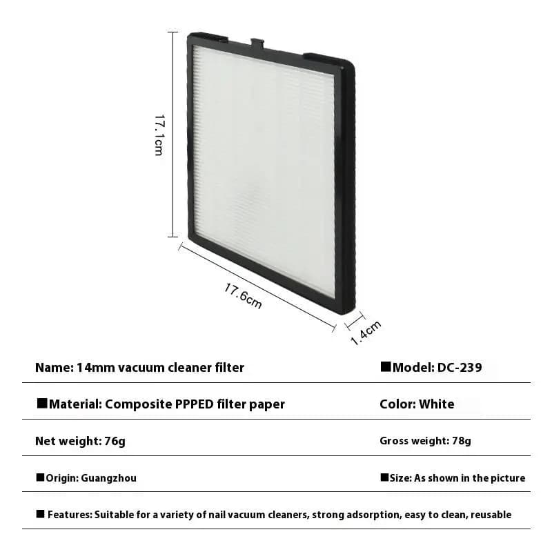 Filtro di ricambio per aspirapolvere per unghie Filtro per collettore di polveri per unghie Estrattore di polvere per unghie senza spazzole Filtro originale
