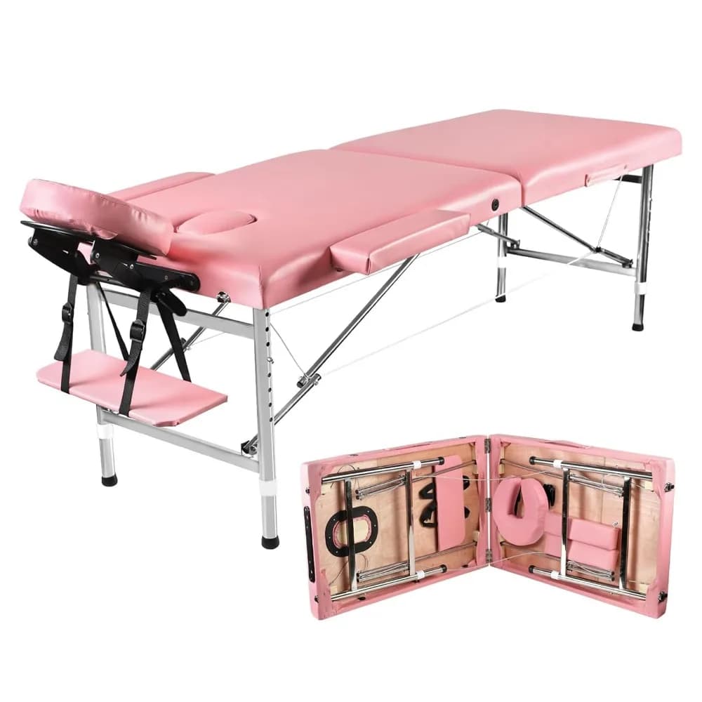 Lettino da Massaggio Portatile, Pieghevole e Regolabile in Altezza, per Salone e Spa, in Pelle PU, per Massaggi Facciali e Tatuaggi, Personalizzabile