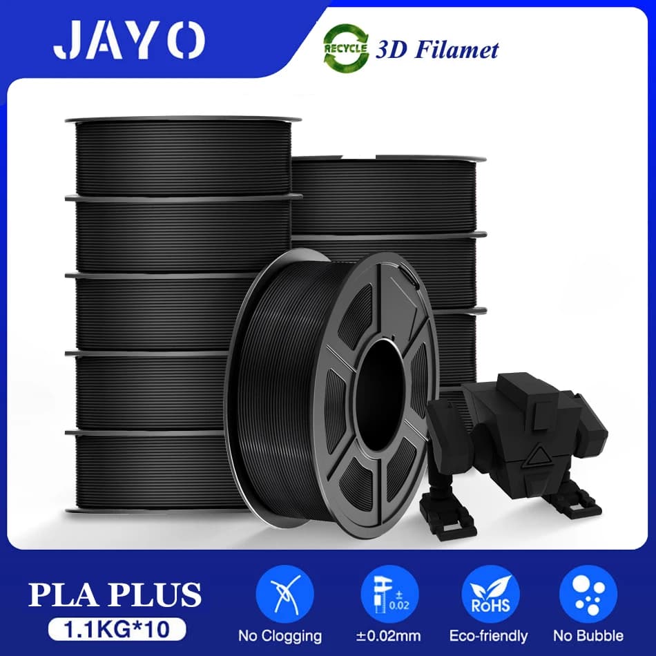 JAYO PLA 3D Filament 1.75MM 10 rolls/set PLA +/Seta PLA/PLA Opaco/PETG 3D Printer Filament for FDM Black 3D Printing Materials