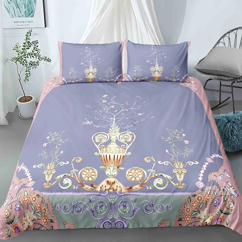 Set copripiumino in poliestere stampato con motivo floreale Set copripiumino con fiori Set biancheria da letto matrimoniale king size con federa