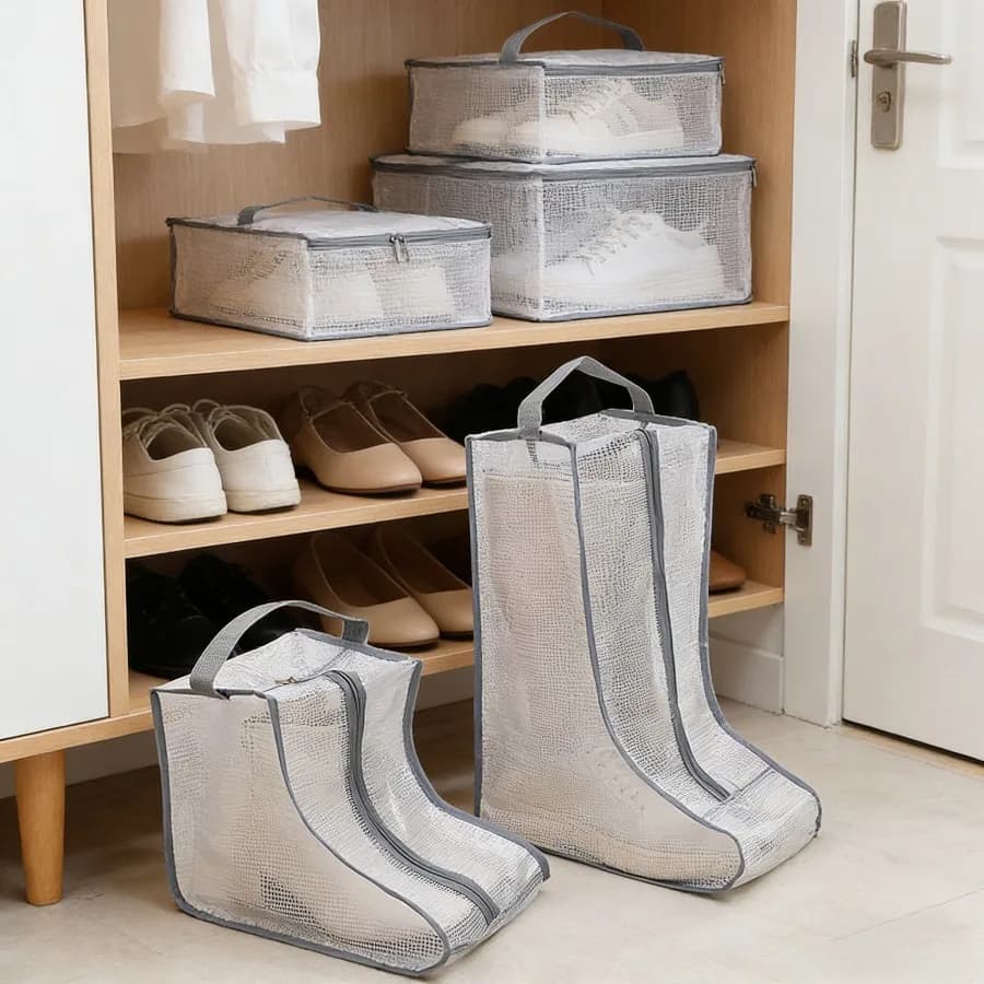 Borsa Antipolvere per Stivali, Custodia Trasparente Impermeabile per Scarpe, Accessorio da Viaggio Essenziale per la Protezione dei Calzature