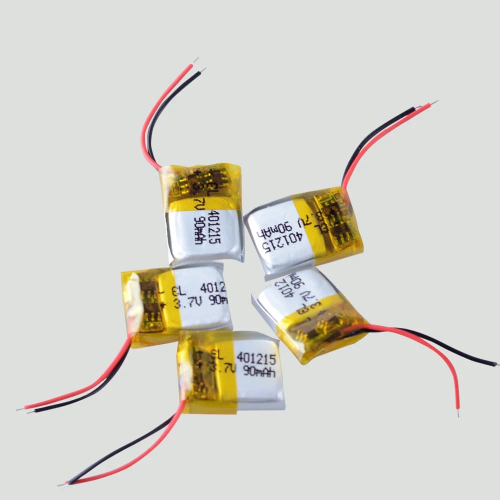 5 pezzi 401215 Batteria ricaricabile ai polimeri di litio da 3,7 V 90 mAh PER occhiali 3D Orologio giocattolo MP3 Selfie Stick Penna da lettura per apparecchi acustici