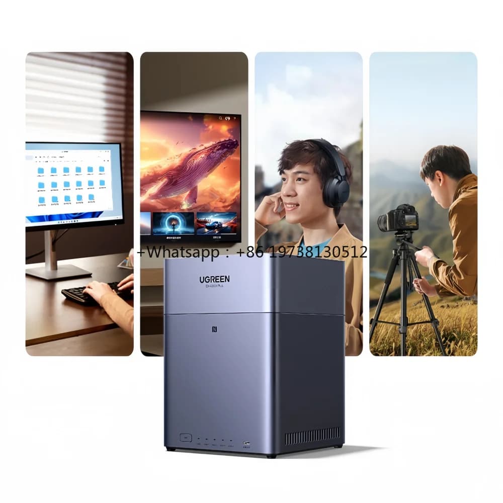 UGREEN DH4300 Plus Mini NAS Domestico AI Rockchip Octa Core A55-A76 8GB LPDDR4X 4 Bay SATA HDD SSD NFC RJ45 2.5GbE Storage di Rete