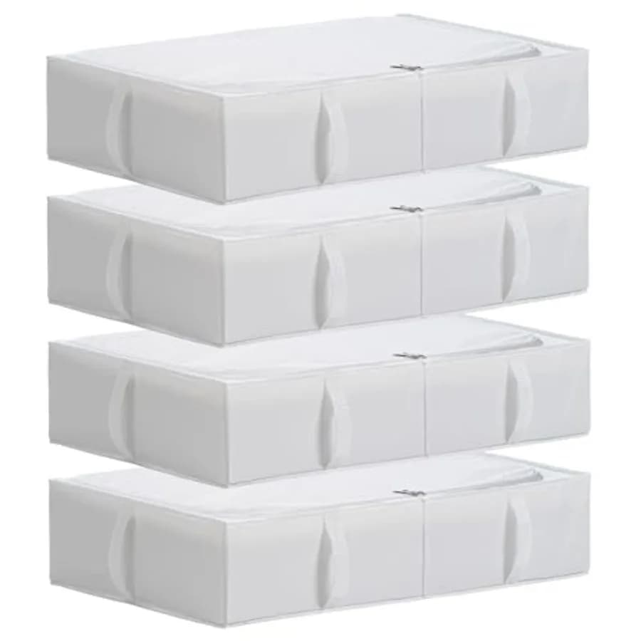 Storage containers under the bed in durable, washable and foldable fabric, for clothes, blankets, sheets, shoes 27.5x