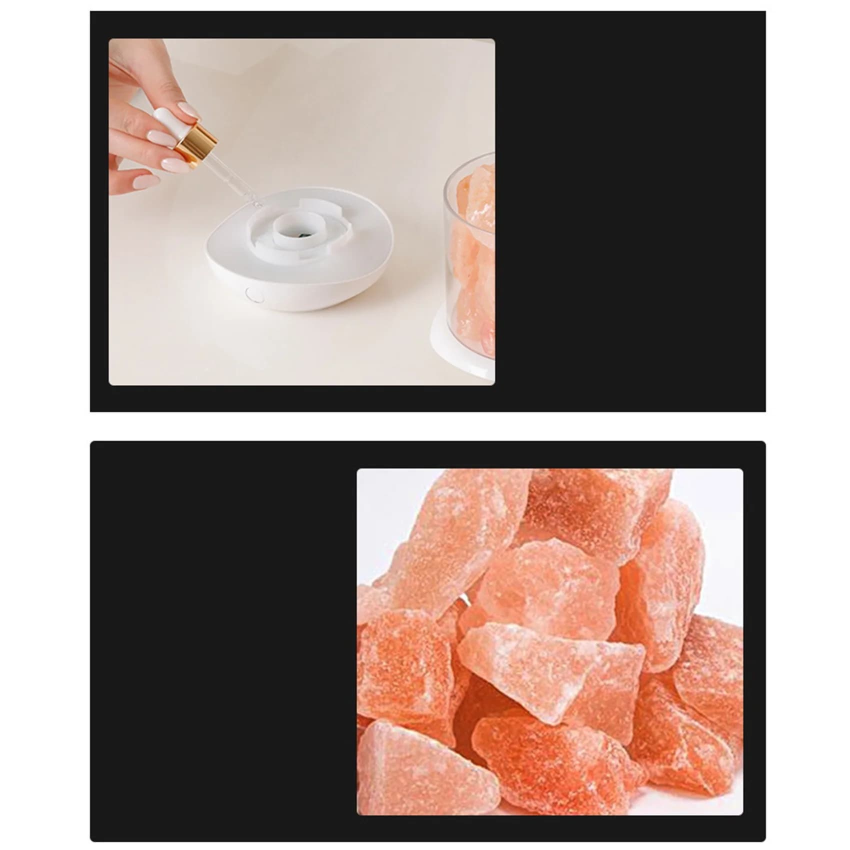 Diffusore di aromi in edizione limitata con pietra di sale cristallina, luce notturna, umidificatore a nebulizzazione USB, diffusore di oli essenziali per auto e casa
