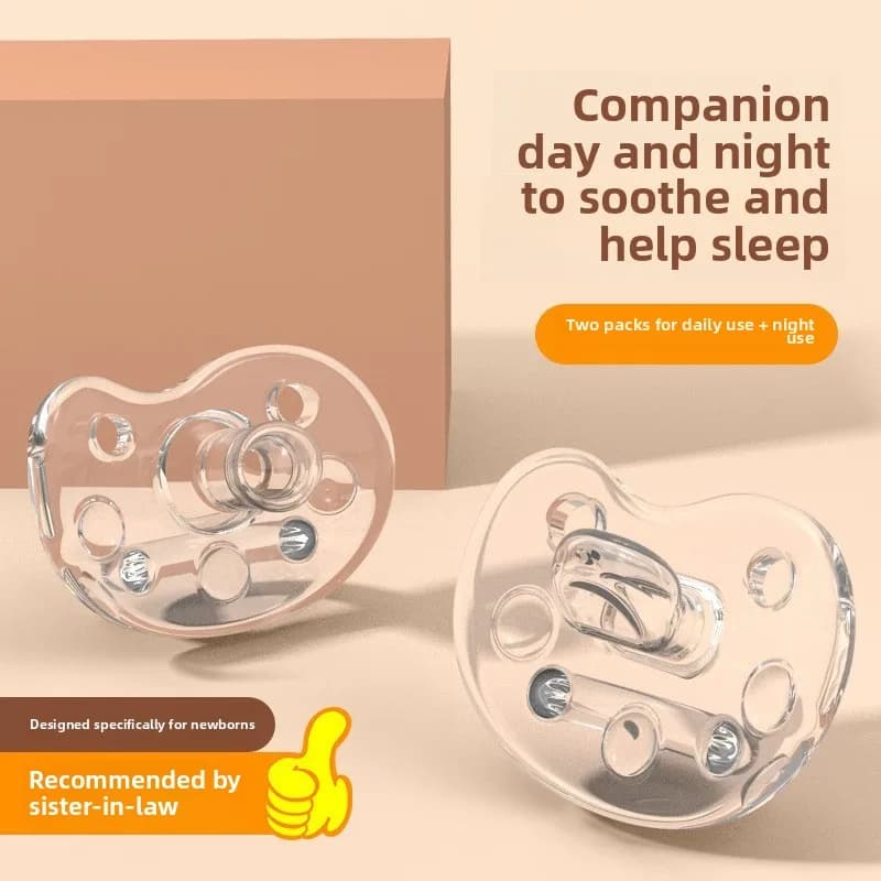 1Pc Trasparente ciuccio per bambini Morbido 100% Silicone Tipo di pollice capezzolo Tipo Infantile Bambino che dorme giorno rotondo notte testa piatta capezzolo
