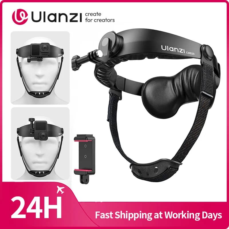 Ulanzi CM029 01 Supporto per Testa per Action Cam e Smartphone, Compatibile con DJI e GoPro, per Ciclismo ed Escursionismo