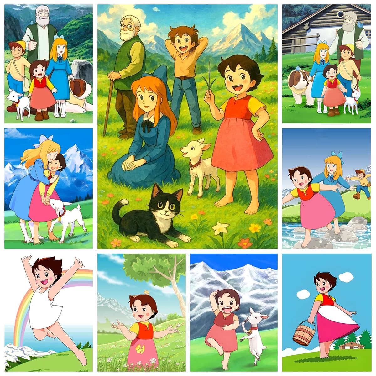Kit di pittura diamante 5D Girl Heidi Ragazza delle Alpi Adesivi mosaico Diamante fai da te Ricamo Decorazioni per la casa Regalo per bambini
