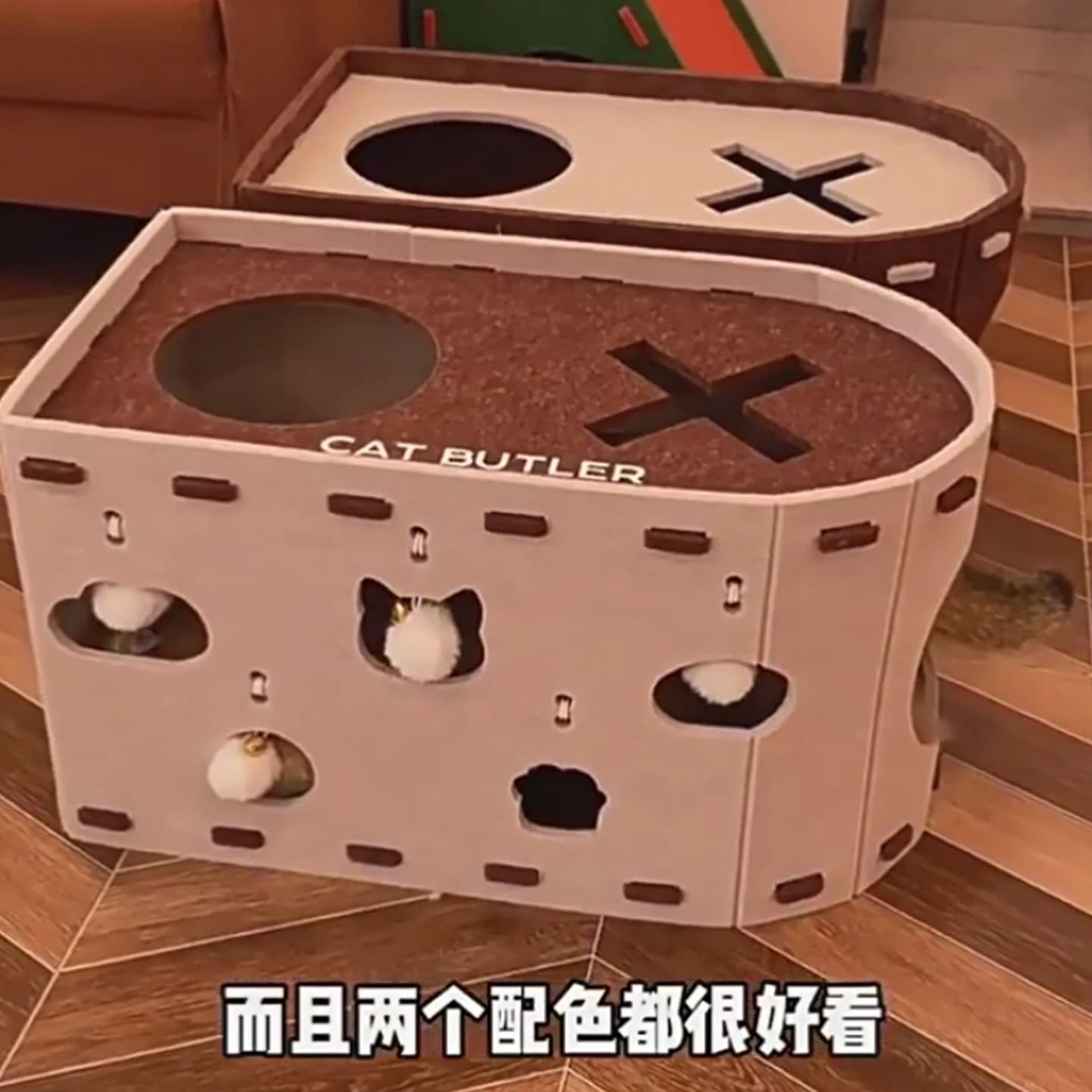 Extra Premium Sturdy Felt Cat Tunnel Scratcher & Bed Combo with Play Holes, Non-Shedding Durable Integrated Toys for Indoor Cats