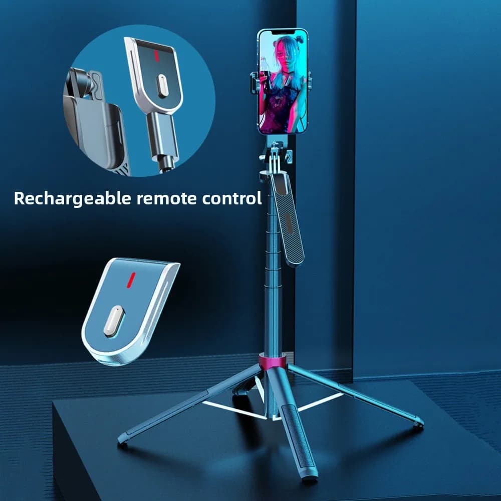 Bastone Selfie Telescopico a Quattro Gambe, Portatile, Bluetooth, Regolabile ed Estensibile