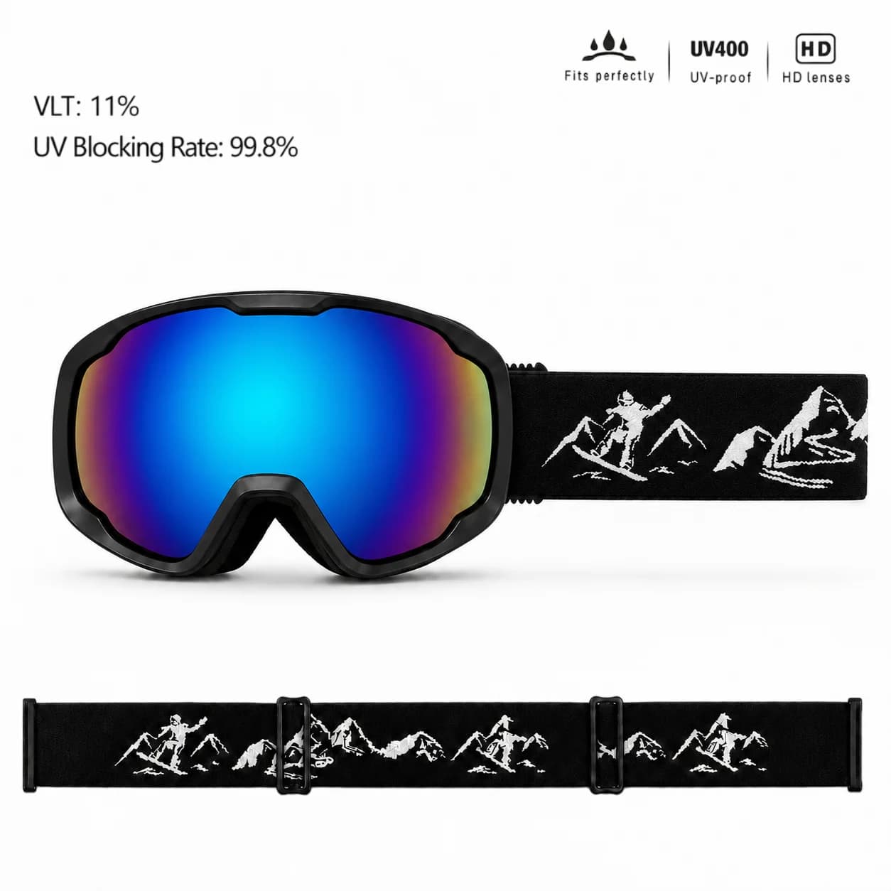 Premium Kids Ski Goggles, Anti-UV HD Anti-Fog Lens, Wind & Dust Resistant Protective Eyewear for Outdoor Ski Sports