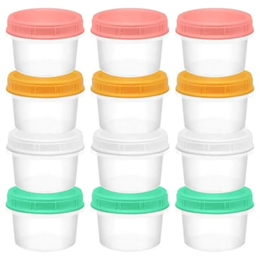 12 Pack Freezer Containers with Screw On Lids, Stackable Reusable Food Storage Container, Airtight Plastic Storage Containers w