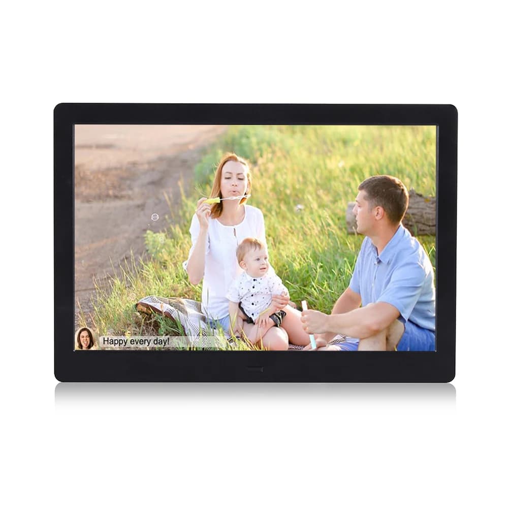 12 Inch Screen Digital Photo Frame with SD Card USB Clock & Remote Control AI Portrait Bokeh Video Playback